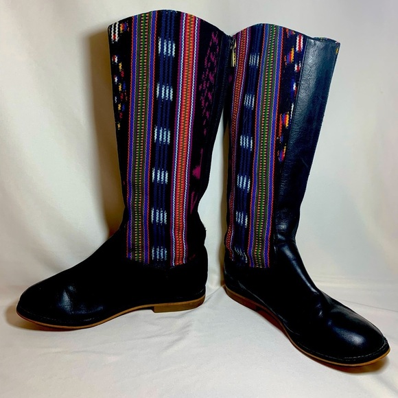 Reef Santa Marta Aztec Textile Black Leather Riding Boots Women’s 6 - Picture 1 of 9